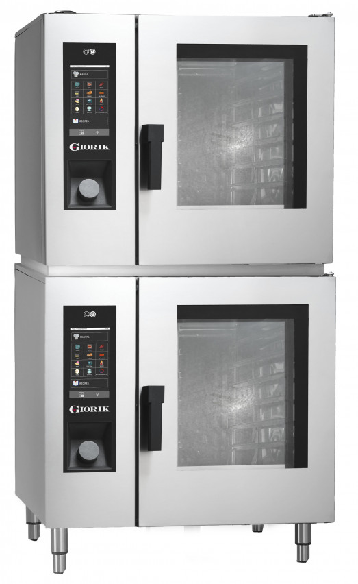 Giorik Evolution SETE261DD Stacked Pass Thru Electric Combi/Bake off oven with wash system